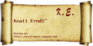Knall Ernő névjegykártya